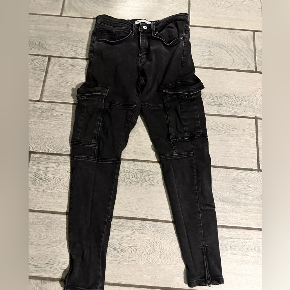 Zara Black Skinny Cargo Jeans